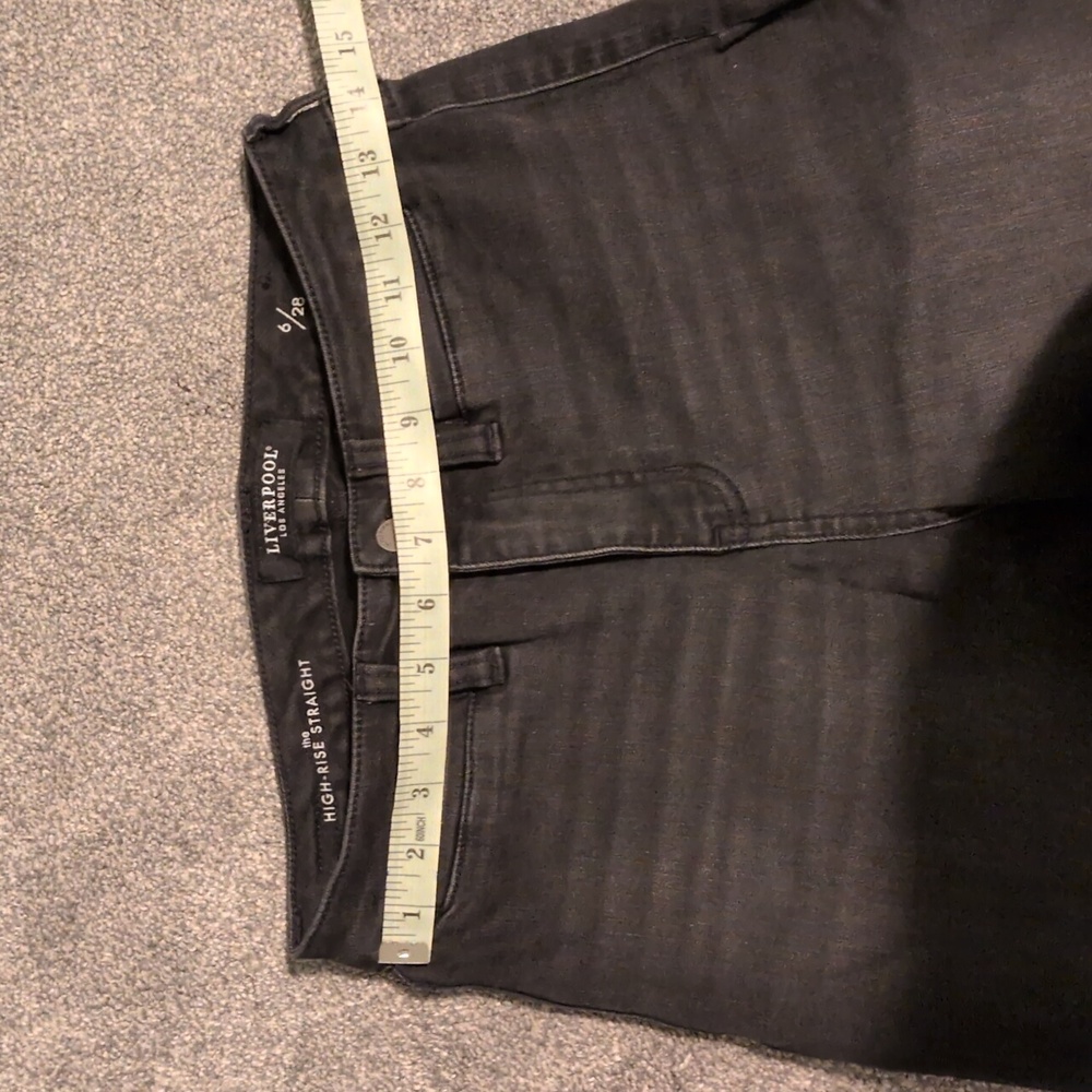 Liverpool The High Rise Straight Raw Hem Black Jeans Size 6/28 - Picture 6 of 9